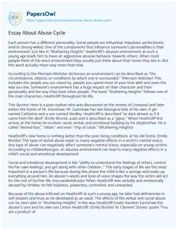 Essay on Essay about Abuse Cycle