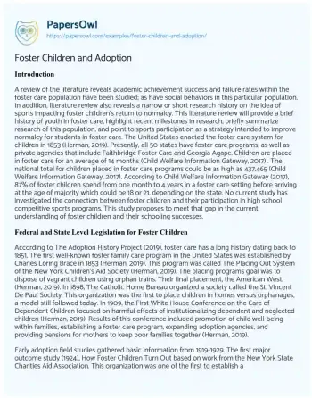 Essay on Foster Care and Adoption Systems