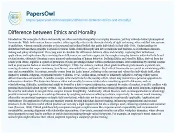 Essay on Difference between Ethics and Morality