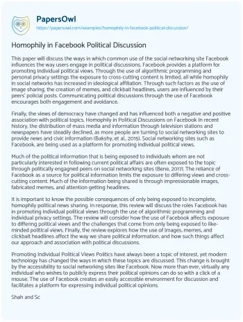 Essay on Homophily in Facebook Political Discussion