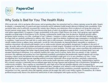 Essay on Why Soda is Bad for You: the Health Risks