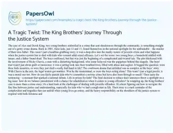 Essay on A Tragic Twist: the King Brothers’ Journey through the Justice System