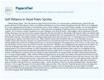 Essay on Self Reliance in Dead Poets Society