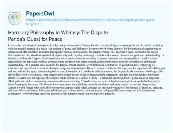 Essay on Harmony Philosophy in Whimsy: the Dispute Panda’s Quest for Peace