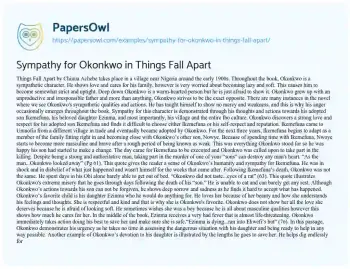 Essay on Sympathy for Okonkwo in Things Fall Apart