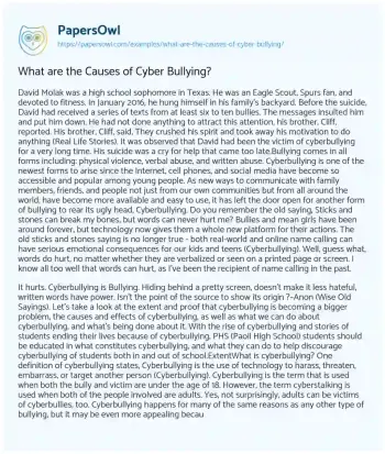 Essay on What are the Causes of Cyber Bullying?