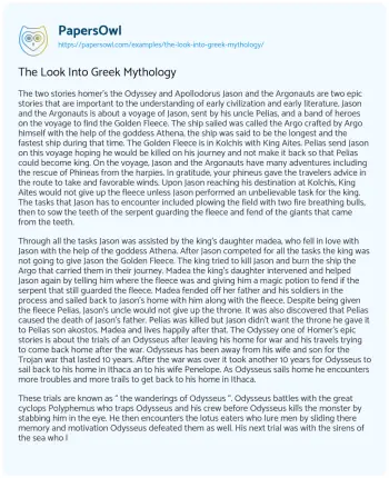 Essay on The Look into Greek Mythology