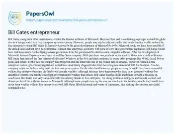 Essay on Bill Gates Entrepreneur