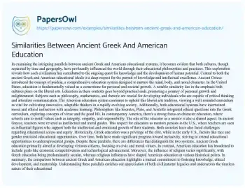 Essay on Similarities between Ancient Greek and American Education