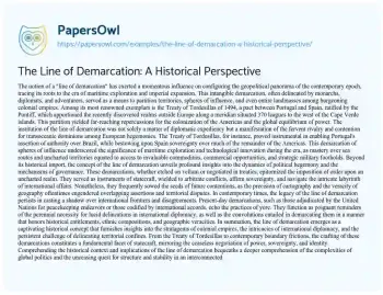 Essay on The Line of Demarcation: a Historical Perspective