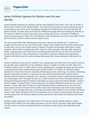 Essay on James McBride Explores his Mothers and his own Identify