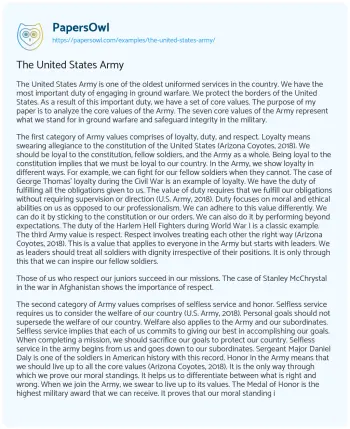 Essay on The United States Army