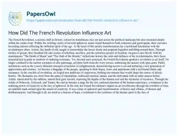 Essay on How did the French Revolution Influence Art