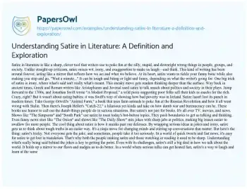 Essay on Understanding Satire in Literature: a Definition and Exploration