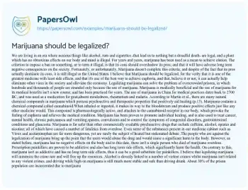 Essay on Medical and Social Benefits of Cannabis Legalization