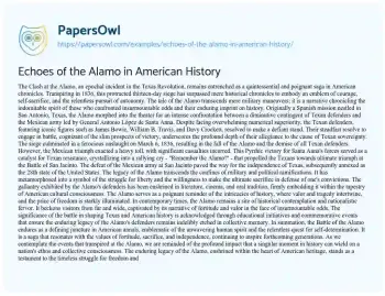 Essay on Echoes of the Alamo in American History