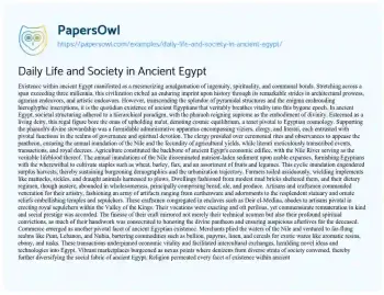 Essay on Daily Life and Society in Ancient Egypt