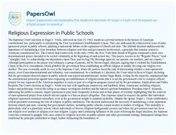 Essay on Religious Expression in Public Schools