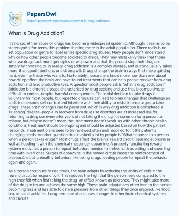 Essay on What is Drug Addiction?