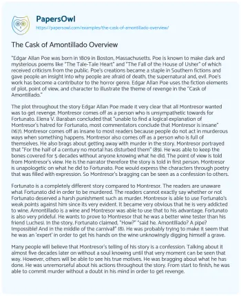 Essay on The Cask of Amontillado Overview