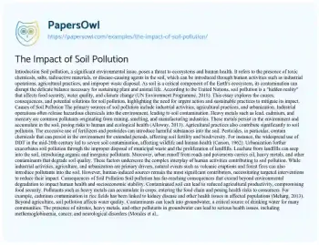 Essay on The Impact of Soil Pollution