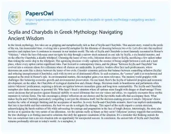 Essay on Scylla and Charybdis in Greek Mythology: Navigating Ancient Wisdom