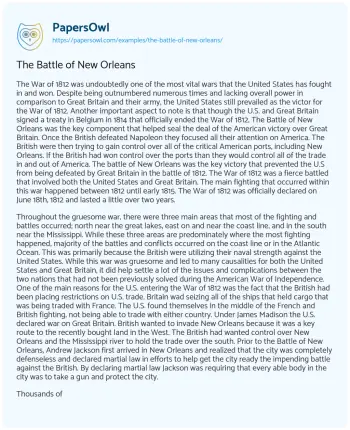 Essay on The Battle of New Orleans