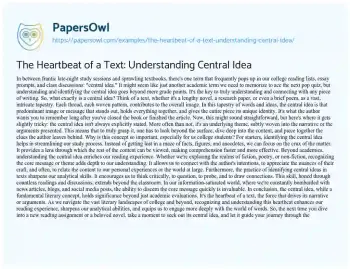 Essay on The Heartbeat of a Text: Understanding Central Idea