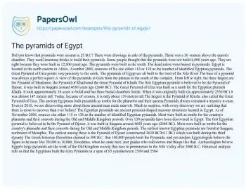 Essay on The Pyramids of Egypt