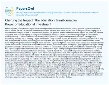 Essay on Charting the Impact: the Education Transformative Power of Educational Investment