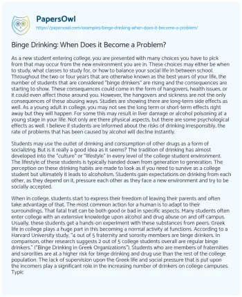 Essay on Binge Drinking: when does it Become a Problem?