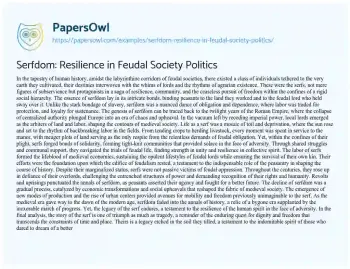 Essay on Serfdom: Resilience in Feudal Society Politics