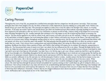 Essay on Caring Person