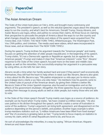 Essay on The Asian American Dream