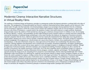 Essay on Modernist Cinema: Interactive Narrative Structures in Virtual Reality Films