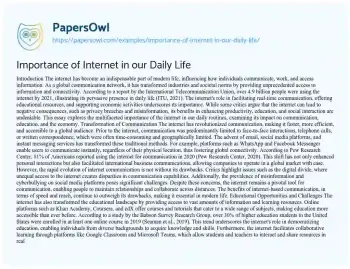 Essay on Importance of Internet in our Daily Life