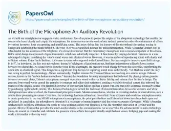 Essay on The Birth of the Microphone: an Auditory Revolution