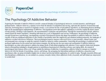 Essay on The Psychology of Addictive Behavior