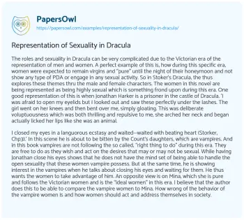 Essay on Representation of Sexuality in Dracula