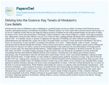 Essay on Delving into the Essence: Key Tenets of Hinduism’s Core Beliefs