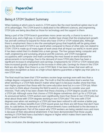 Essay on The Benefits of Pursuing a Career in STEM