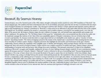 Essay on Beowulf, by Seamus Heaney