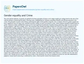 Essay on Gender Disparities in Sentencing