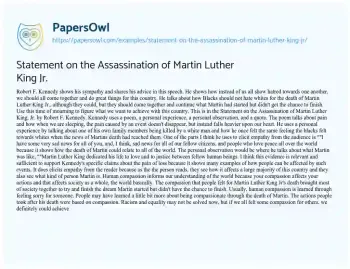 Essay on Statement on the Assassination of Martin Luther King Jr.