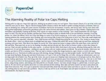 Essay on The Alarming Reality of Polar Ice Caps Melting