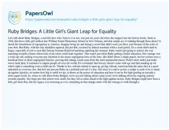 Essay on Ruby Bridges: a Little Girl’s Giant Leap for Equality