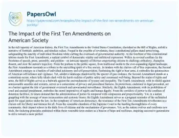 Essay on The Impact of the First Ten Amendments on American Society