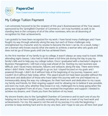 Essay on My College Tuition Payment