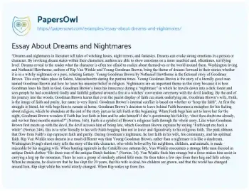 Essay on Essay about Dreams and Nightmares