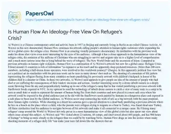 Essay on Is Human Flow an Ideology-Free View on Refugee’s Crisis?